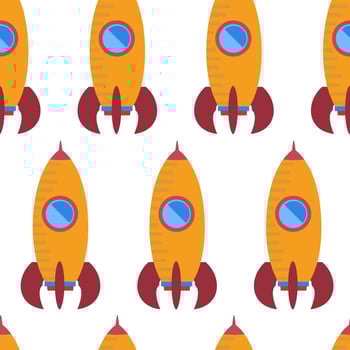Seamless pattern with space rocket. Vector illustration.
