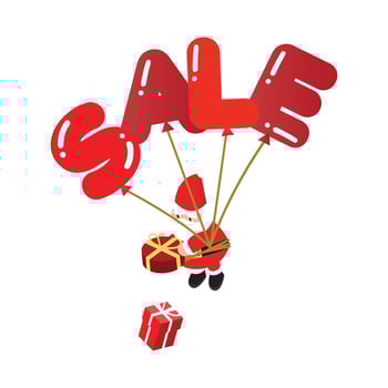 isometric Christmas banner with Santa and sale balloon for Christmas day vector