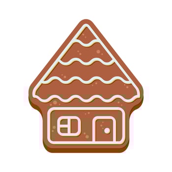 Christmas gingerbread cookie in the shape of house. Isolated vector illustration in flat cartoon style.