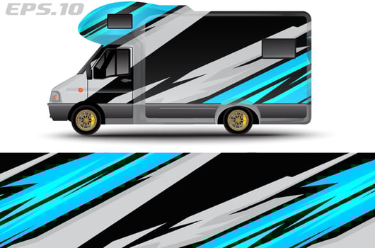 Camper van car wrap design vector for vehicle vinyl stickers and automotive decal livery