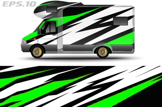 Camper van car wrap design vector for vehicle vinyl stickers and automotive decal livery
