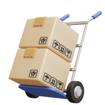 Hand Troley Box 3D Illustration png