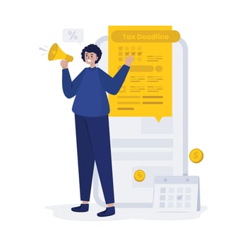 Tax reporting deadline information flat design vector