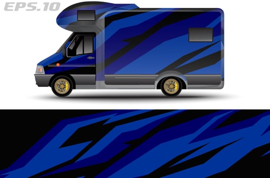 Camper van car wrap design vector for vehicle vinyl stickers and automotive decal livery