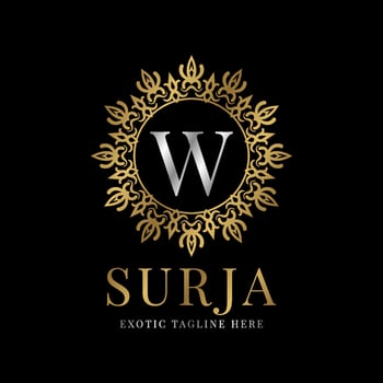 letter W vintage crest mandala vector logo design element