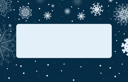 light blue blank square label decorated with snowflakes vector illustration of winter. christmas and new year card.