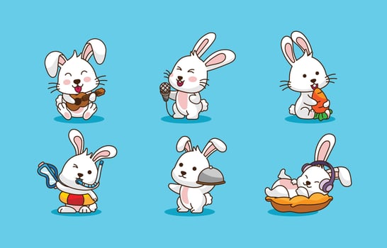 Cute Rabbit Icon Set vector
