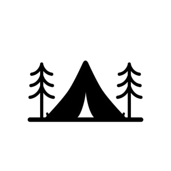 black and white tent icon on isolated background vector