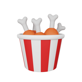 3d rendering of fried chicken fast food icon png