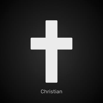 White Christian cross on a black background. vector