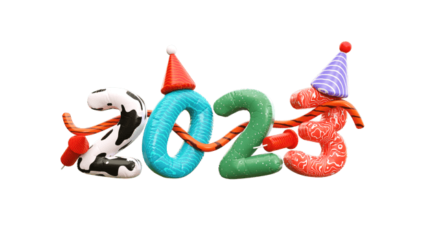 New Year 2023 Numbers 3d illustration png