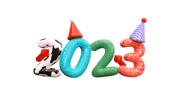 New Year 2023 Numbers 3d illustration png