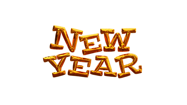 New Year golden 3d text png