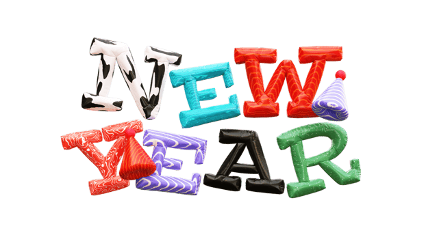New Year colorfull 3d text png