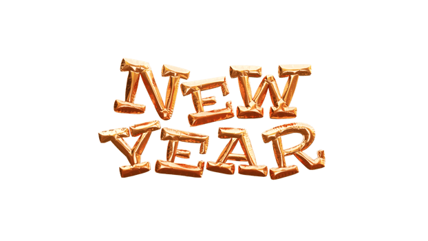 New Year golden 3d text png