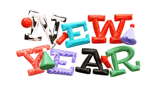 New Year colorfull 3d text png