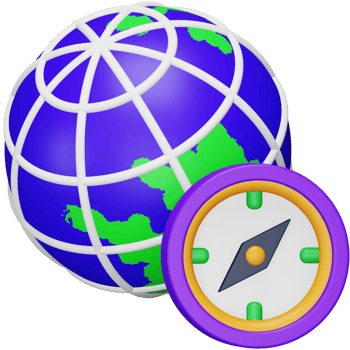 Globe compass 3d rendering isometric icon. png