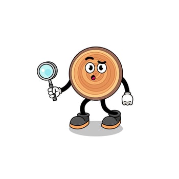 Mascot of wood grain searching vector