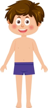 Cute boy cartoon character in swimming suit vector