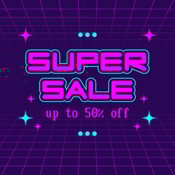Trendy retro sale banner in y2k style. Square social media template for modern business special discount event. Vintage 90s cover for black friday or cyber monday. vector