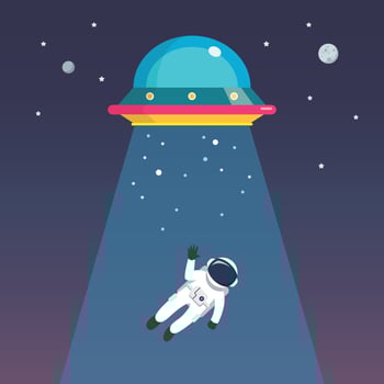 Astronaut man abducted by UFO vector