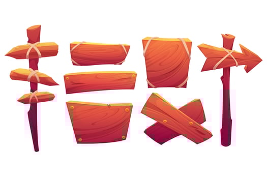 Wooden signboards, planks and pointers vector