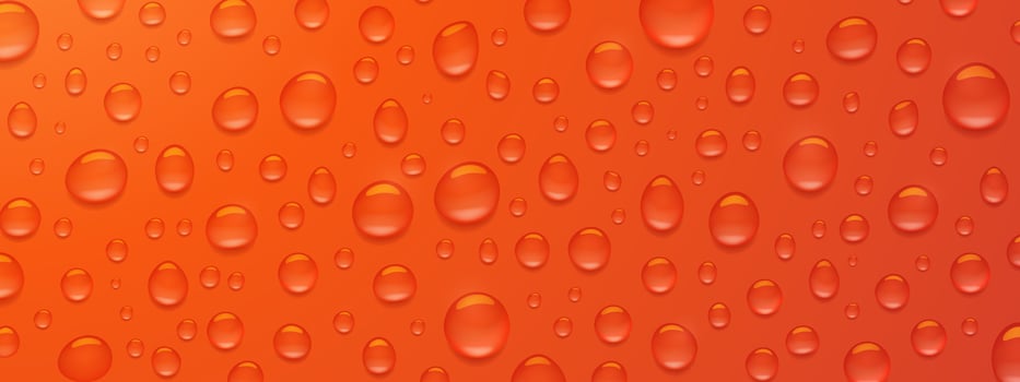 Texture of water droplets on red background vector