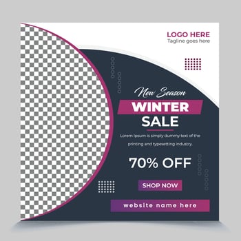 Trendy square Winter fashion sale  mega offer discount post  templates. winter sale social media post banner design and web internet ads. vector