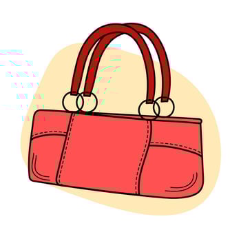 Freehand line art of womens handbag silhouette. Piece of clothing. Accessory vector