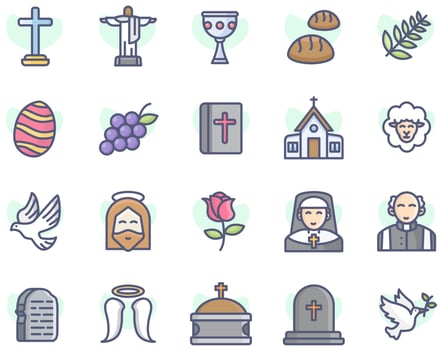 Christian religion praise people worship cross pray holy vector