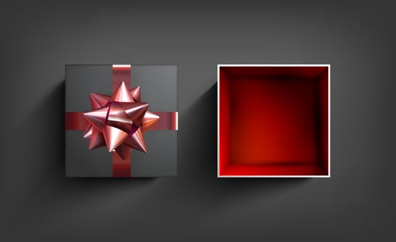 Surprise Gift Box. Present vector ribbon.