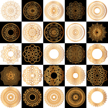 Collection of goldern floral mandala ornaments vector
