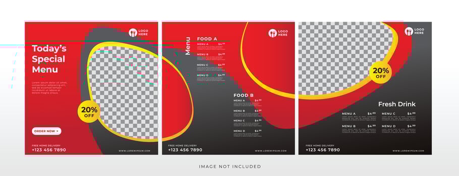 food and drink banner for social media template vector