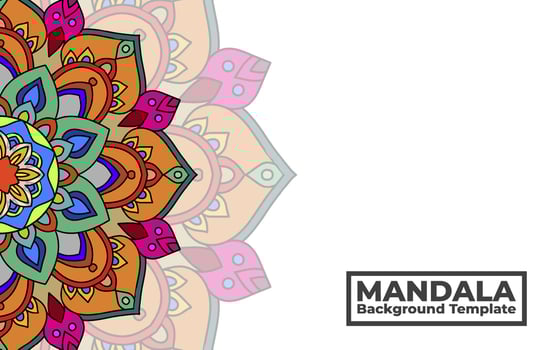 Vector background template with ornamental mandala pattern design, Decorative flower mandala banner with place for texts
