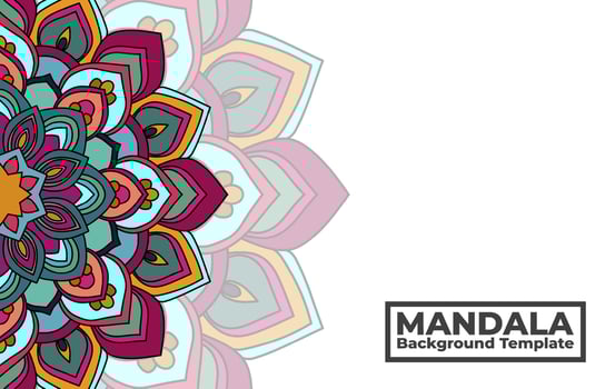 Vector background template with ornamental mandala pattern design, Decorative flower mandala banner with place for texts