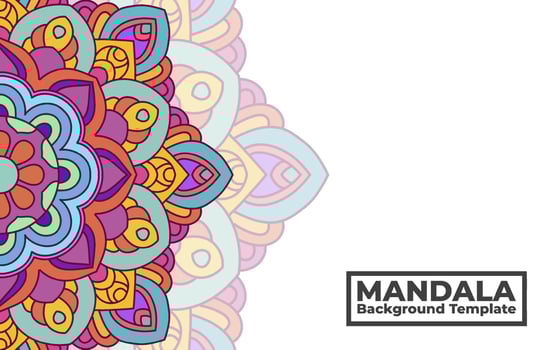 Vector background template with ornamental mandala pattern design, Decorative flower mandala banner with place for texts