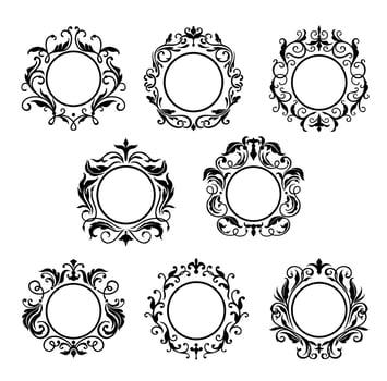 Vintage frames, antique floral ornament borders vector