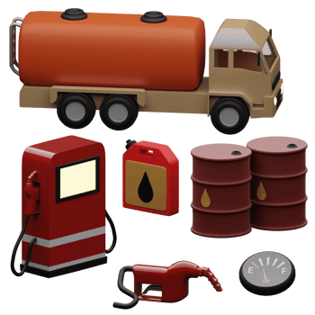 3d rendered gas station set includes tanker, oil meter, fuel station, etc perfect for design project png