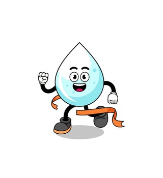 Mascot cartoon of milk drop running on finish line vector