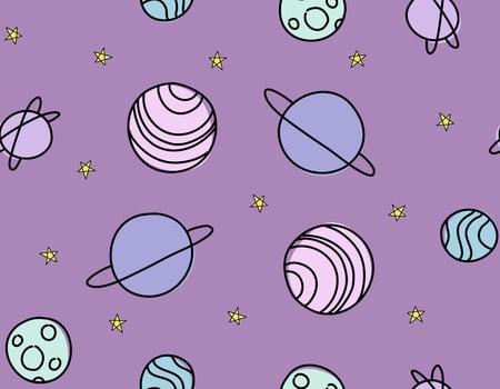 Cute Planets seamless pattern vector