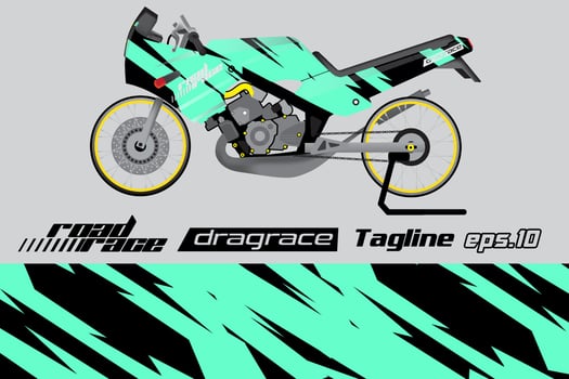 desain pembungkus stiker motor drag racing vektor penuh eps.10 vector