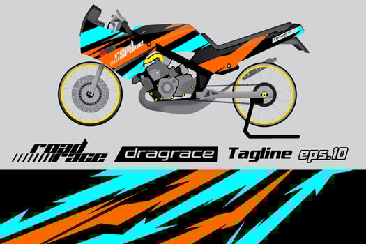 desain pembungkus stiker motor drag racing vektor penuh eps.10 vector