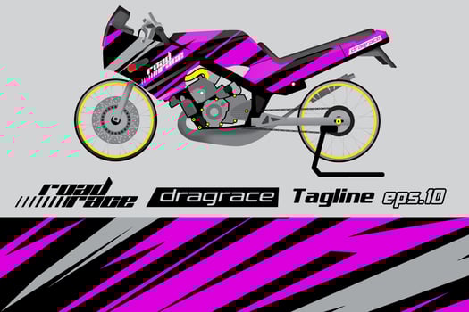 desain pembungkus stiker motor drag racing vektor penuh eps.10 vector
