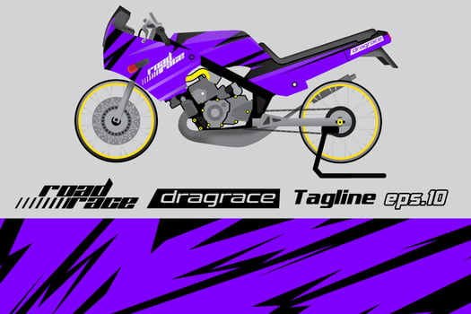 desain pembungkus stiker motor drag racing vektor penuh eps.10 vector