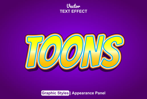 toons text effect with graphic style and editable vector