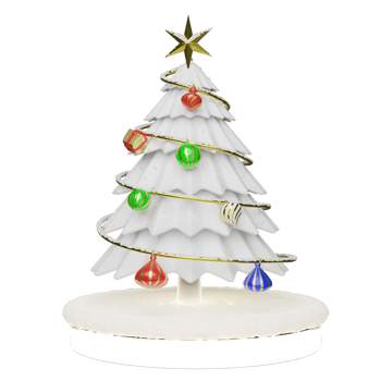 Christmas tree with snow and ornaments, modern stage display and minimalist mockup, Concept Christmas and a festive New Year, 3d illustration or 3d render png