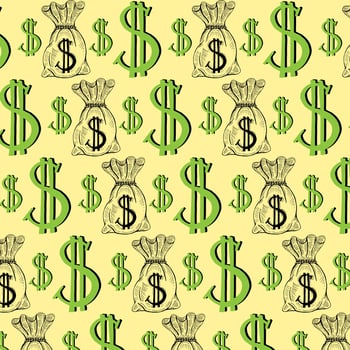 Pattern with money bag background vector