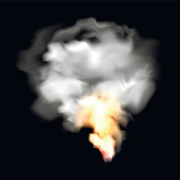 Smoke and fire realistic icon vector