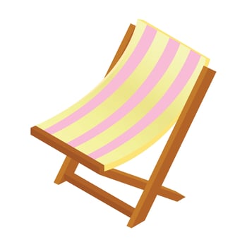 Wooden chaise lounge isometric 3d icon vector