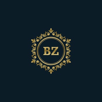 Letter BZ logo with Luxury Gold template. Elegance logo vector template.
